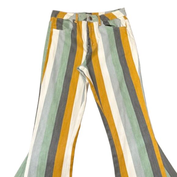 NWT Altar'd State Electra Flare Jeans‎ Bell Bottoms Iceberg Stripe Size Small - Picture 2 of 7